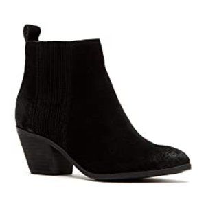 FRYE Black Suede Ankle Heeled Booties
